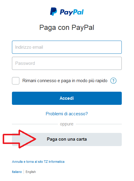 Pagamento con carta